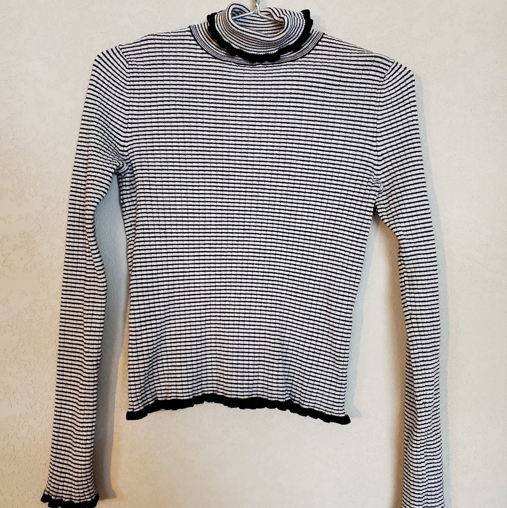 Forever 21 Lettuce Hem Striped Turtleneck